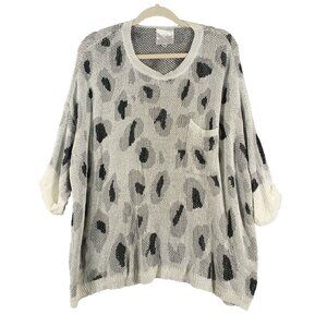 JENNARATION Women Oversize Sweater MEDIUM(8-10) Leopard Print Open Knit Pullover